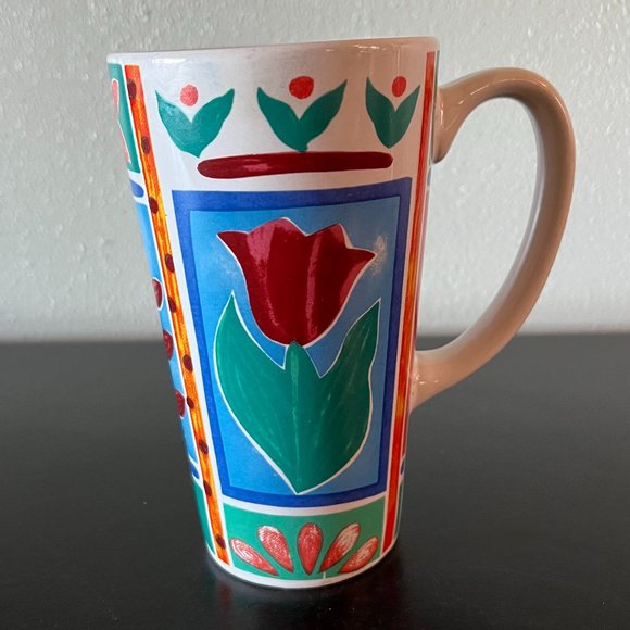 Tall Floral Bright and Cheery Ceramic Mug - Picture 1 of 6